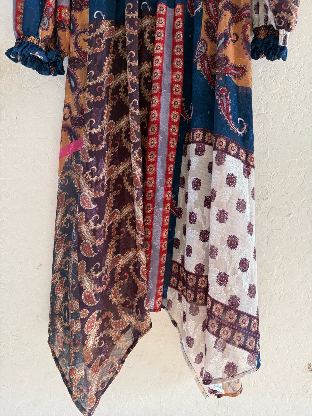 Reba, large, multicolored bohemian patchwork midi dress - Picture 12 of 16